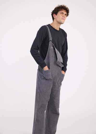 Salopette Grise en Tissu Velours Côtelé avec Stris