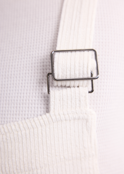 Salopette Velours Blanche avec Bretelles Ajustables