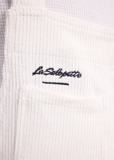 Salopette Velours Blanche avec Logo Brodé