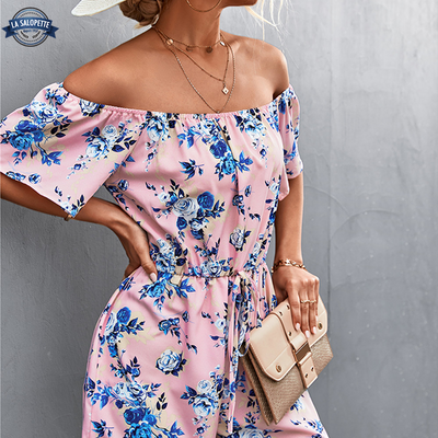 Pink blomstret playsuit