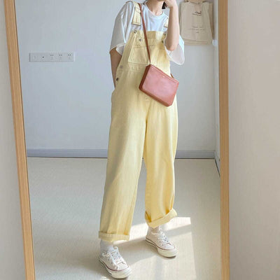 Denim overalls<br> Pastel gul