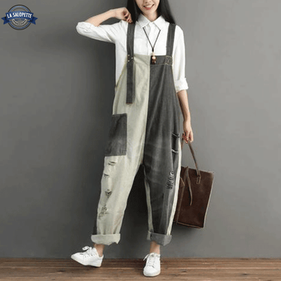 Salopette à Poche Noire et Blanche