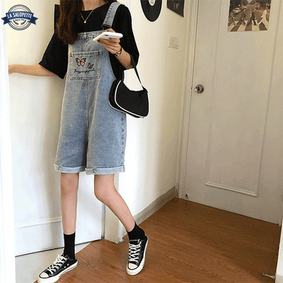 Salopette Courte Denim Femme