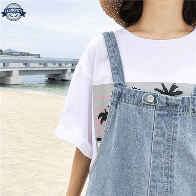 Salopette Courte en Jean Femme