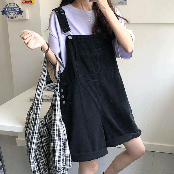 Salopette Femme en Denim Noir