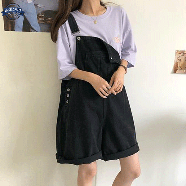 Salopette Femme en Jean Noir