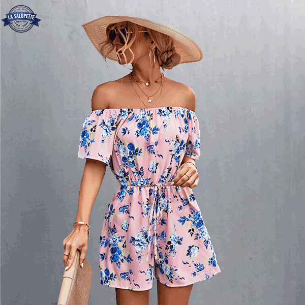 Lyserød blomstret playsuit