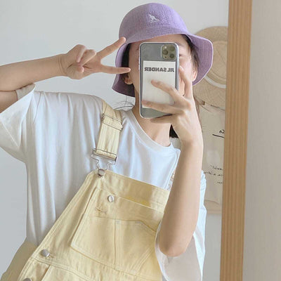 Denim smækbukser Pastel gul
