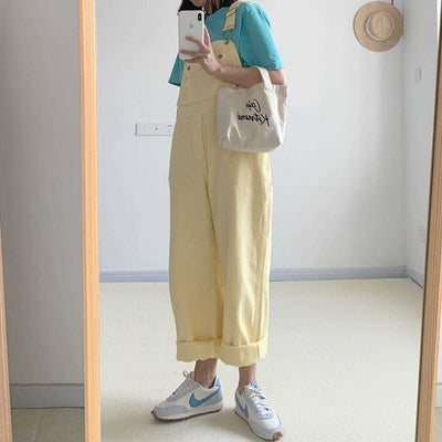 Denim smækbukser Pastel gul