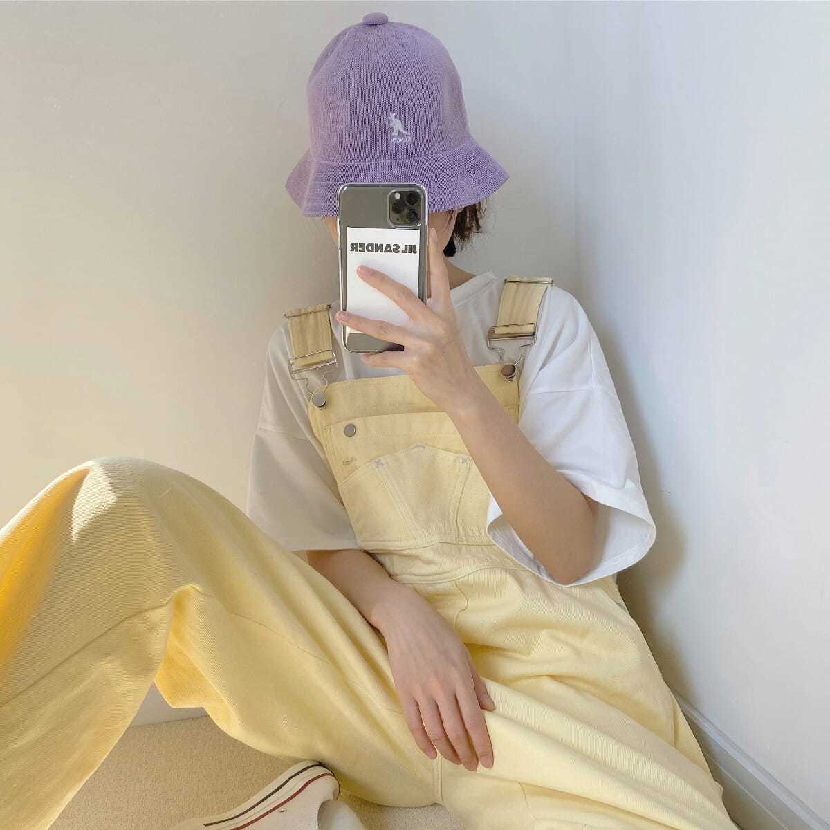 Denim smækbukser Pastel gul
