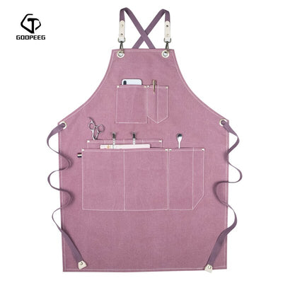 GOOPEEG sommer lærred arbejde forklæde denim koreansk version frisør frisør blomster barista brugerdefineret LOGO talje