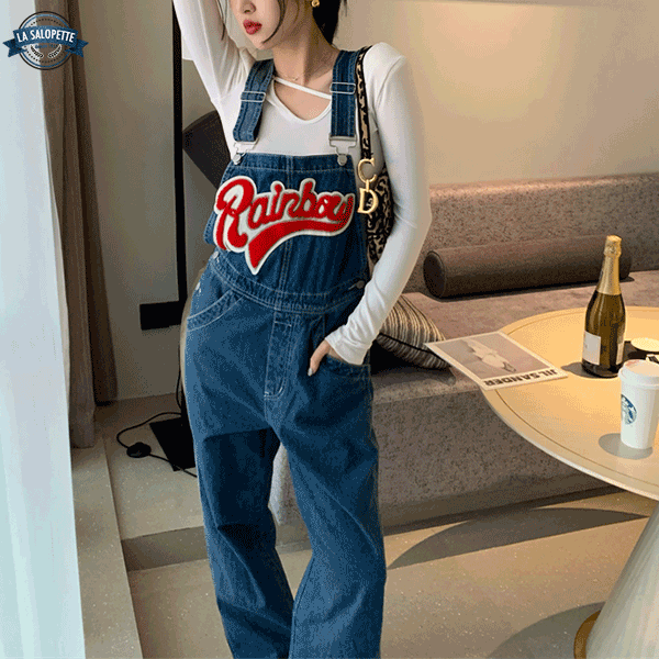Denim smækbukser Regnbue