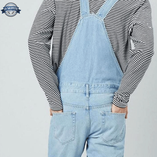 Denim smækbukser Lyseblå Rippet Rå