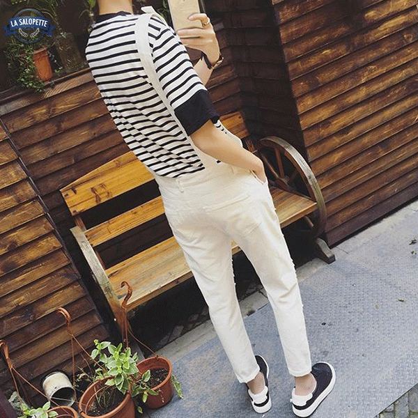 Denim smækbukser Beige Torn Katze