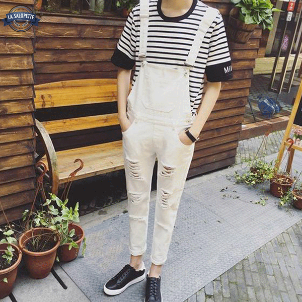 Denim smækbukser Beige Torn Katze