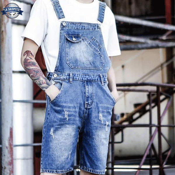 Smækbukser Shorts Vasket blå denim til mænd