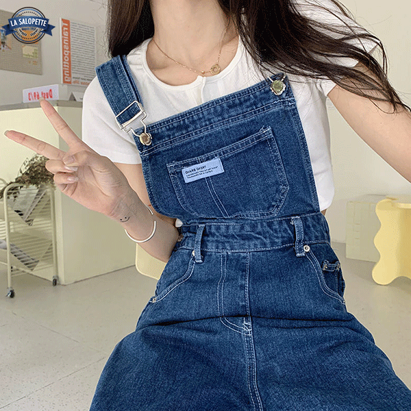 Denim smækbukser Preussisk høj talje