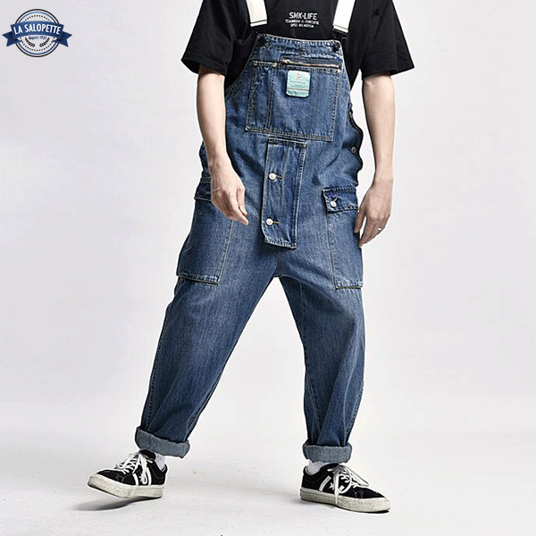 Denim smækbukser Mørkeblå by