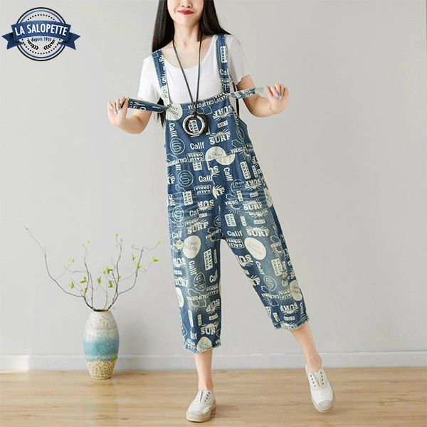 Denim smækbukser Californien mønster