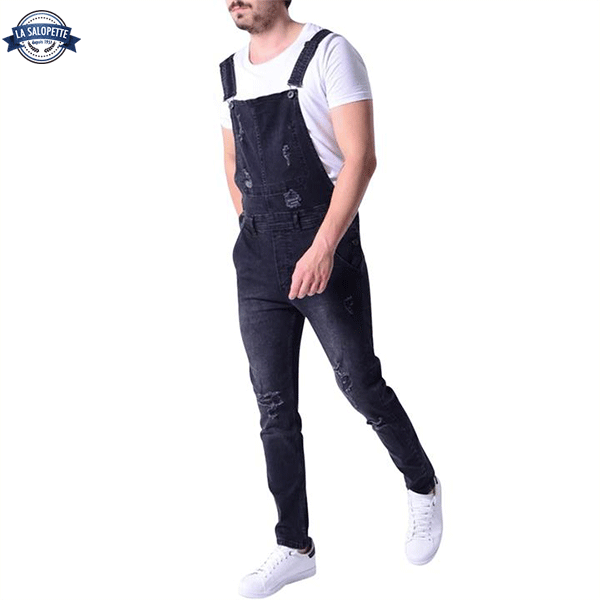 Denim smækbukser Sort med hul