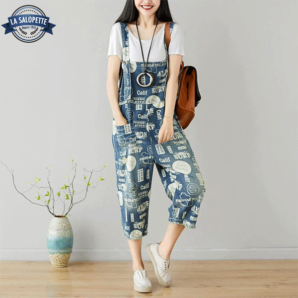 Denim smækbukser Californien mønster