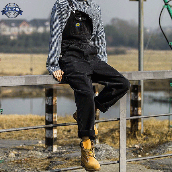 Denim smækbukser Rameau Sort
