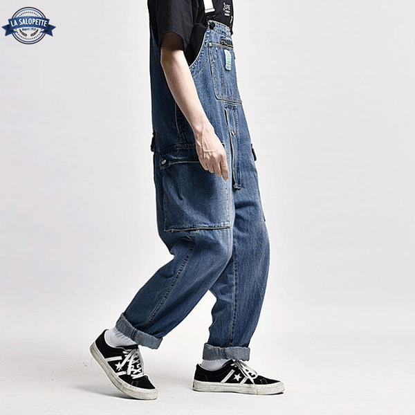 Denim smækbukser Mørkeblå by