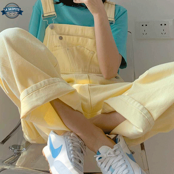Denim smækbukser Pastel gul